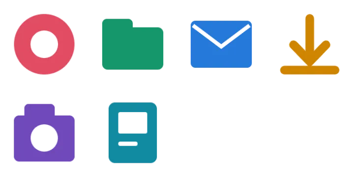 Six extracted icons with different shapes and proportions
