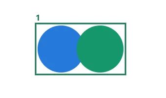 One measured detection rectangle surrounds both overlapping circles