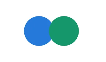 Blue and green circles overlap with no white gap between them