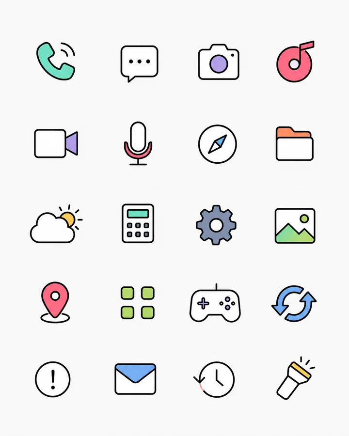 AI-generated icon board that IconSplit can separate and convert into individual SVG files